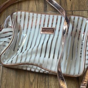 Gold and White Crossbody Bag with Structured Design